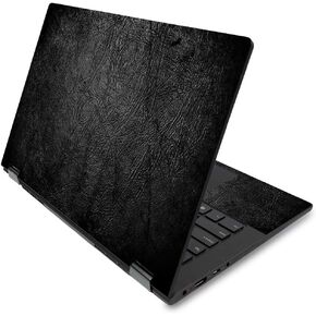 MightySkins Skin for Lenovo Flex 14" (2019 No Fingerprint Scanner) - Black Leather | Protective, Durable, and Unique Vinyl Decal wrap cover | Easy To Apply, Remove, and Change Styles | Made in the USA