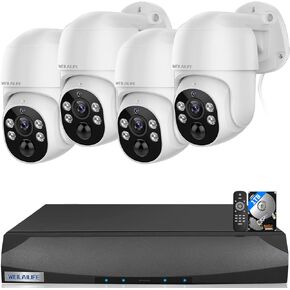 【تكبير رقمي PTZ وصوت ثنائي الاتجاه 】 نظام كاميرا أمان 4K 8MP PoE IP، كاميرات أمان سلكية خارجية، أنظمة مراقبة فيديو NVR منزلية مع قرص صلب 1 تيرابايت للتسجيل على مدار الساعة طوال أيام الأسبوع in Kuwait