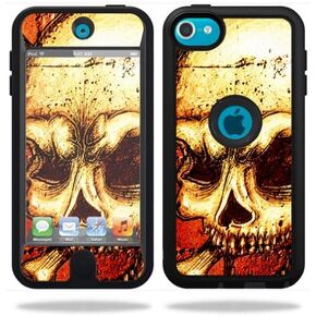 MightySkins Skin Compatible with OtterBox Defender Apple iPod Touch 5G 5th Generation Case Grunge Skull