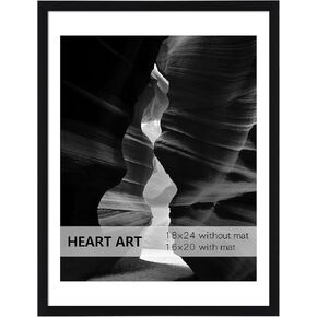 HEART ART 24x36 Poster Frame in Black,Display Pictures 20x30 with Mat or 24 x 36 Posters Without Mat,Gallery Frame for Wall Mounting,2 pack