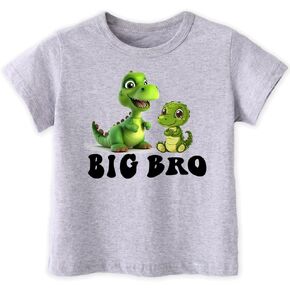 Big Brother Shirt for Toddler Boys Kids, Big Bro T-Shirt for Toddler, Letters Excavator Truck Dinosaur Cowboy Tees