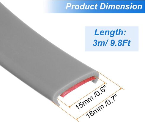 uxcell U-Shape Edge Banding، 9.8ft x 15mm TPE حواف القشرة ذاتية اللصق، حواف من الخشب الرقائقي، واقي حافة الأثاث المرن لاستعادة رف الخزانة على سطح الطاولة (رمادي) in Saudi Arabia