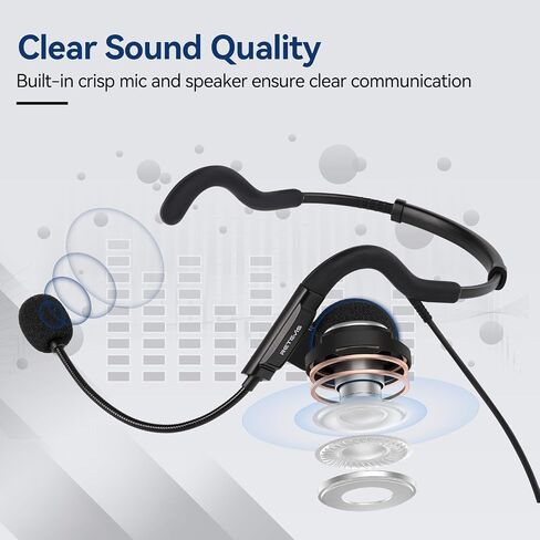Retevis EHK014 2 Way Radio Headset with Mic,Behind Head Walkie Talkie Headset,for Retevis RT22 RT21 RT68 H-777 H777S,Compatible with Baofeng UV-5R BF-F8HP Walkie-talkie,Two Way Radio Headset(1 Pack) in Saudi Arabia