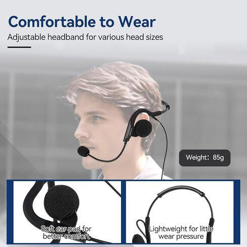 Retevis EHK014 2 Way Radio Headset with Mic,Behind Head Walkie Talkie Headset,for Retevis RT22 RT21 RT68 H-777 H777S,Compatible with Baofeng UV-5R BF-F8HP Walkie-talkie,Two Way Radio Headset(1 Pack) in Saudi Arabia