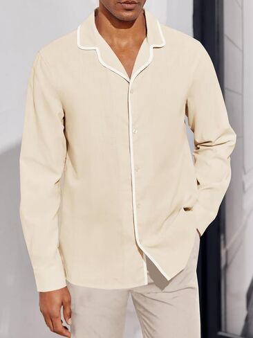 Runcati Mens Button Down Long Sleeve Shirts Cotton Linen Casual Shirt Summer Beach Shirts in Saudi Arabia