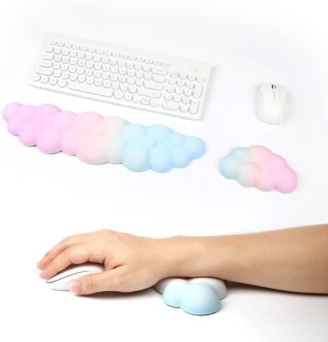 Cloud Mouse Pad with Wrist Rest Cute Purple Pink Memory Foam Relieves Wrist Fatigue Comfortable（Sweet Wrist Rest&Mouse Pad） in Saudi Arabia