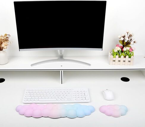 Cloud Mouse Pad with Wrist Rest Cute Purple Pink Memory Foam Relieves Wrist Fatigue Comfortable（Sweet Wrist Rest&Mouse Pad） in Saudi Arabia