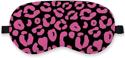 قناع العين الحريري من بريبي للنوم، قناع الفهد الأسود، قناع النوم الليلي بطبعة الفهد معصوب العينين وقابل للتعديل للنساء والفتيات، قيلولة أثناء السفر بالطائرة، غطاء العين قناع النوم الفهد الوردي in Kuwait