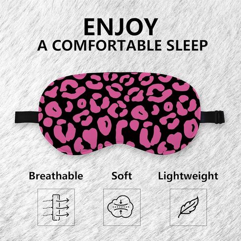 قناع العين الحريري من بريبي للنوم، قناع الفهد الأسود، قناع النوم الليلي بطبعة الفهد معصوب العينين وقابل للتعديل للنساء والفتيات، قيلولة أثناء السفر بالطائرة، غطاء العين قناع النوم الفهد الوردي in Kuwait
