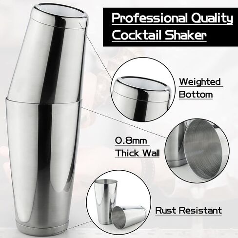 Stainless Steel Cocktail Shaker - 2 Piece 18oz & 28oz Boston Cocktail Shaker Bar Shaker Set Martini Shaker Set Bartender Shakers for Bartending - Dazzling in Saudi Arabia