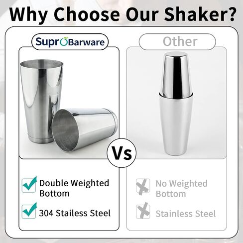 Stainless Steel Cocktail Shaker - 2 Piece 18oz & 28oz Boston Cocktail Shaker Bar Shaker Set Martini Shaker Set Bartender Shakers for Bartending - Dazzling in Saudi Arabia