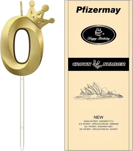 شمعة عيد ميلاد رقم 1/2 للكيك - غلاف كعكة بتصميم تاج مثالي للأطفال بعمر ستة أشهر واحتفالات الذكرى السنوية (تاج - 1/2، ذهبي) in Kuwait