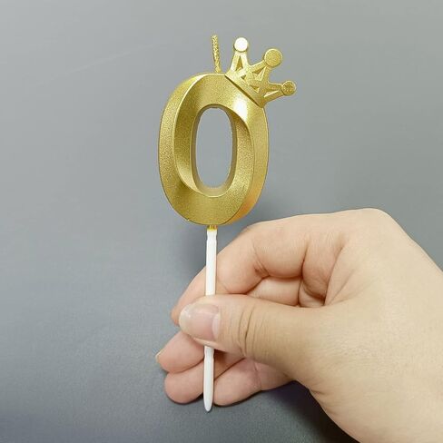 شمعة عيد ميلاد رقم 1/2 للكيك - غلاف كعكة بتصميم تاج مثالي للأطفال بعمر ستة أشهر واحتفالات الذكرى السنوية (تاج - 1/2، ذهبي) in Kuwait