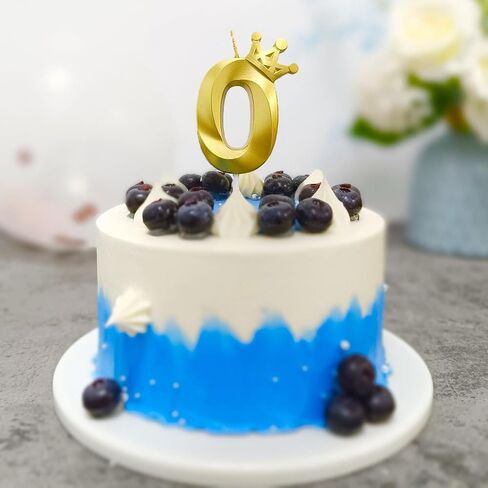 شمعة عيد ميلاد رقم 1/2 للكيك - غلاف كعكة بتصميم تاج مثالي للأطفال بعمر ستة أشهر واحتفالات الذكرى السنوية (تاج - 1/2، ذهبي) in Kuwait