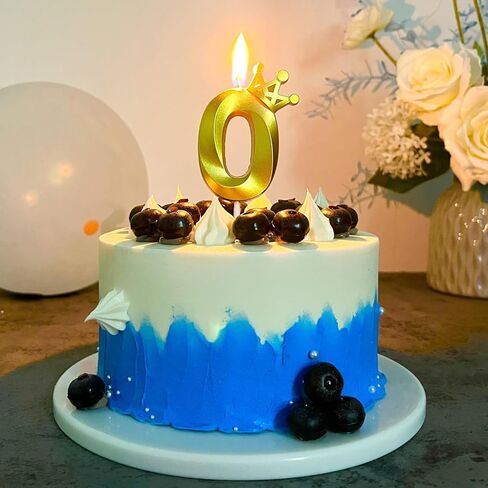 شمعة عيد ميلاد رقم 1/2 للكيك - غلاف كعكة بتصميم تاج مثالي للأطفال بعمر ستة أشهر واحتفالات الذكرى السنوية (تاج - 1/2، ذهبي) in Kuwait