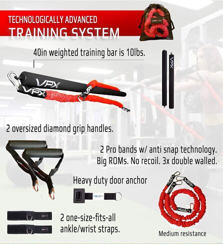 VPX Power Resistance Training System 3.0 | Total 3-way Stacking Home, Gym, Sport Fitness | Men & Women | 220 LBs Adjustable Suspension Resistant Strength | Leg, Squat, Press, Push, Glute, Arm, Lat in Saudi Arabia