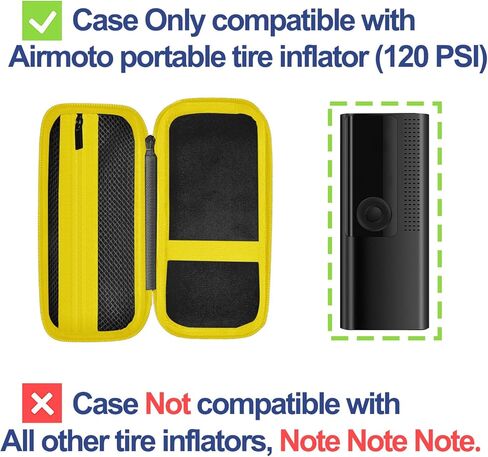 حقيبة تخزين متوافقة مع مضخة هواء محمولة، ضاغط هواء 120 رطل لكل بوصة مربعة، حقيبة تخزين منفاخ إطارات السيارة لكابل USB، بيت الهواء، الموصل والملحقات (الصندوق فقط) - أسود in Kuwait