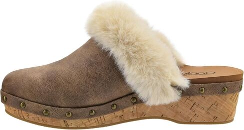Corkys Footwear Just Fur Fun حذاء مفتوح مقاس 1.75 بوصة، سهل الارتداء، نعال داخلية من الإسفنج الذكي، بطانة من الفرو الصناعي، أحذية خريفية أنيقة ومريحة in Saudi Arabia