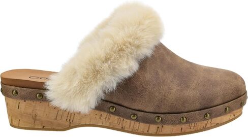Corkys Footwear Just Fur Fun حذاء مفتوح مقاس 1.75 بوصة، سهل الارتداء، نعال داخلية من الإسفنج الذكي، بطانة من الفرو الصناعي، أحذية خريفية أنيقة ومريحة in Saudi Arabia