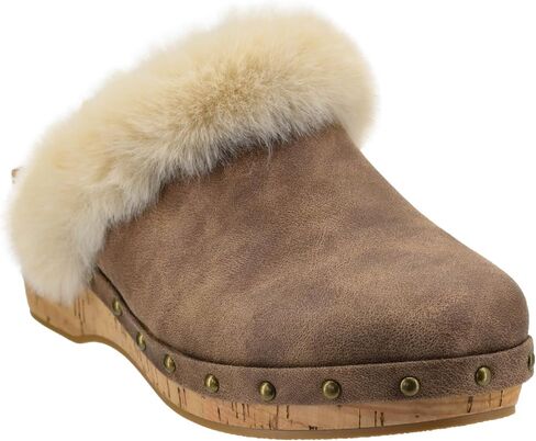 Corkys Footwear Just Fur Fun حذاء مفتوح مقاس 1.75 بوصة، سهل الارتداء، نعال داخلية من الإسفنج الذكي، بطانة من الفرو الصناعي، أحذية خريفية أنيقة ومريحة in Saudi Arabia