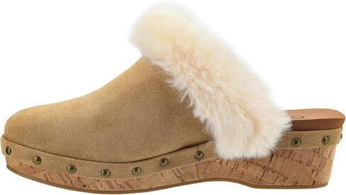 Corkys Footwear Just Fur Fun حذاء مفتوح مقاس 1.75 بوصة، سهل الارتداء، نعال داخلية من الإسفنج الذكي، بطانة من الفرو الصناعي، أحذية خريفية أنيقة ومريحة in Saudi Arabia