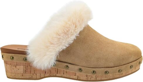 Corkys Footwear Just Fur Fun حذاء مفتوح مقاس 1.75 بوصة، سهل الارتداء، نعال داخلية من الإسفنج الذكي، بطانة من الفرو الصناعي، أحذية خريفية أنيقة ومريحة in Saudi Arabia