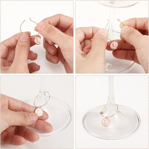 Hicarer 26 Pieces Wine Charms for Stem Glasses with Rings Tags Metal Letters Glass Charm Markers Letters Beads Markers for Wine Cocktail Champagne Party Favors Decorations Family Gathering in Saudi Arabia