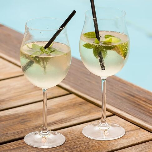 Hicarer 26 Pieces Wine Charms for Stem Glasses with Rings Tags Metal Letters Glass Charm Markers Letters Beads Markers for Wine Cocktail Champagne Party Favors Decorations Family Gathering in Saudi Arabia