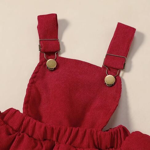 Baby Girl Christmas Outfits Ribbed Knit Long Sleeve Romper Suspender Skirt Headband Set 3Pcs Fall Winter Clothes in Kuwait