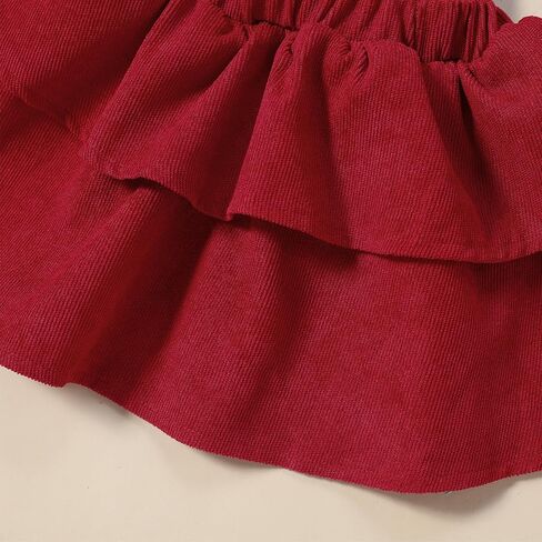 Baby Girl Christmas Outfits Ribbed Knit Long Sleeve Romper Suspender Skirt Headband Set 3Pcs Fall Winter Clothes in Kuwait