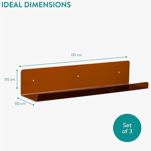 Navaris Acrylic Wall Shelves - Set of 3 - Sturdy and Vibrant Floating Bookshelf - Clear Acrylic Shelf for Wall Display, Bedroom, Picture Ledge - Orange in Saudi Arabia