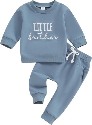 Sibling Matching Outfits Newborn Toddler Baby Long Sleeve Crewneck Sweatshirt with Pants Cute Fall Winter Clothes in Kuwait