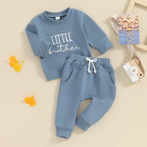 Sibling Matching Outfits Newborn Toddler Baby Long Sleeve Crewneck Sweatshirt with Pants Cute Fall Winter Clothes in Kuwait