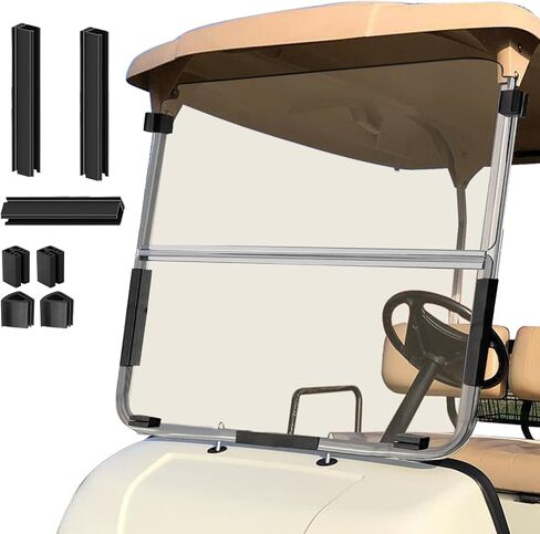 زجاج أمامي قابل للطي لعربة الجولف 3/16 بوصة (5 مم) سميك يناسب فقط 2003-2006 Yamaha G22، يناسب استبدال الزجاج الأمامي الأكريليكي القابل للطي بقطر 1 بوصة × 1 بوصة، بما في ذلك أدوات التثبيت in Kuwait