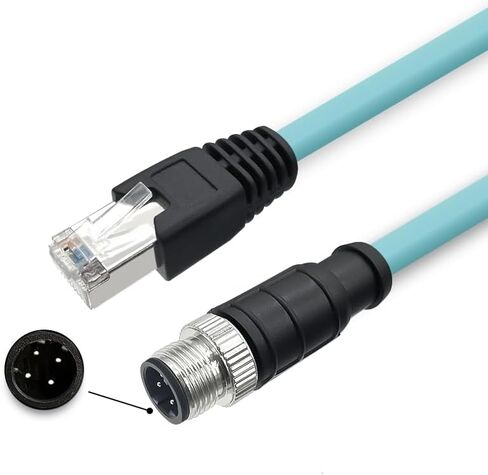 كابل إيثرنت M12 إلى RJ45 عالي المرونة Cat7 10 جيجابت تصميم زوج ملتوي (4 Pin A-Code أنثى إلى RJ45، 2M) in Saudi Arabia
