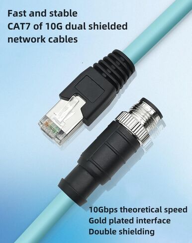 كابل إيثرنت M12 إلى RJ45 عالي المرونة Cat7 10 جيجابت تصميم زوج ملتوي (4 Pin A-Code أنثى إلى RJ45، 2M) in Saudi Arabia