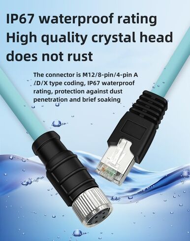 كابل إيثرنت M12 إلى RJ45 عالي المرونة Cat7 10 جيجابت تصميم زوج ملتوي (4 Pin A-Code أنثى إلى RJ45، 2M) in Saudi Arabia