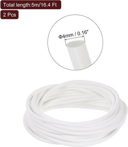 uxcell 2 Pcs Silicone Foam Seal Strip, 10mm(0.39") Dia 5m(16.4 Ft) Long Round Solid Weather Stripping Sponge Rubber Bar for Door Window DIY Gasket Automotive, White in Kuwait