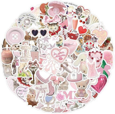 120 Pcs Coquette Stickers, Aesthetic Stickers Pack Pink Bow Stickers Coquette Stuff Y2K Stickers for Water Bottles Women Adults Kids Teen Teachers,Vinyl Waterproof Decals in Kuwait