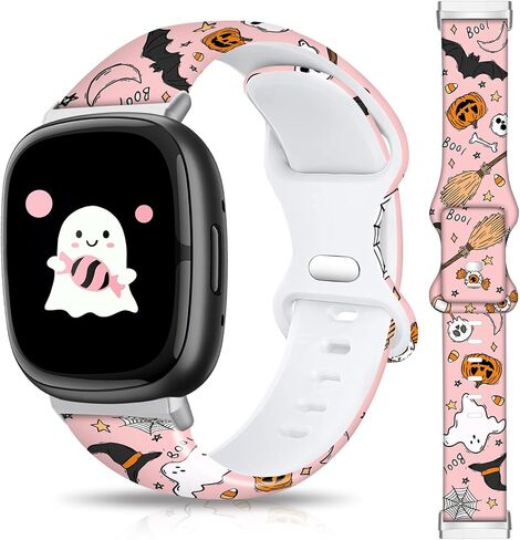 سوار عيد الشكر لعيد الهالوين متوافق مع Fitbit Versa 3/Fitbit Versa 4/Fitbit Sense/Sense 2، حزام بديل من السيليكون للعطلات للنساء والرجال من Fitbit Versa 3/4، Fitbit Sense/Sense 2 in Kuwait