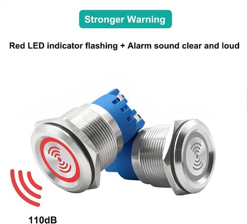 2 قطعة DC12V 22 مللي متر صفارة معدنية إلكترونية إنذار أسلم مقاوم للماء IP67 متقطع 110dB إنذار بيزو نشط مع مؤشر فلاش أحمر in Kuwait