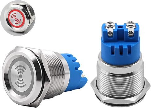 2 قطعة DC12V 22 مللي متر صفارة معدنية إلكترونية إنذار أسلم مقاوم للماء IP67 متقطع 110dB إنذار بيزو نشط مع مؤشر فلاش أحمر in Kuwait