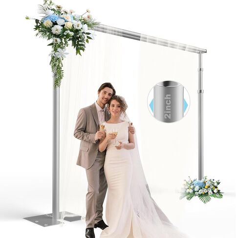 Heavy Duty Backdrop Stand 8.6x10ft, Double Crossbar Pipe and Drape Backdrop Stand Kit, Adjustable Metal Frame, Background Stand Backdrop for Wedding Photography Birthday Party Decorations in Kuwait