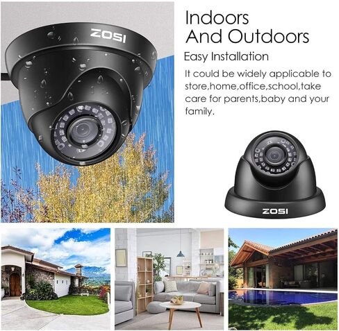 ZOSI 4 Pack 1080P 2.0MP HD TVI كاميرا الأمن مع رؤية ليلية 65 قدمًا، مقاومة للماء في الهواء الطلق مجموعات كاميرات مراقبة المنزل الداخلية لنظام المراقبة CCTV DVR (متجدد) in Saudi Arabia