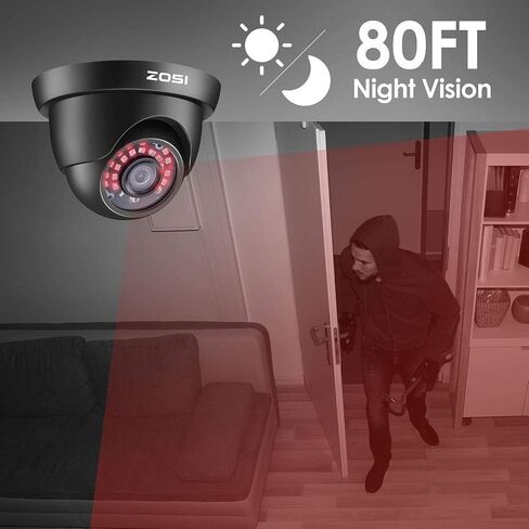 ZOSI 4 Pack 1080P 2.0MP HD TVI كاميرا الأمن مع رؤية ليلية 65 قدمًا، مقاومة للماء في الهواء الطلق مجموعات كاميرات مراقبة المنزل الداخلية لنظام المراقبة CCTV DVR (متجدد) in Saudi Arabia