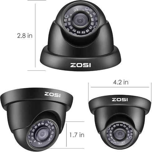 ZOSI 4 Pack 1080P 2.0MP HD TVI كاميرا الأمن مع رؤية ليلية 65 قدمًا، مقاومة للماء في الهواء الطلق مجموعات كاميرات مراقبة المنزل الداخلية لنظام المراقبة CCTV DVR (متجدد) in Saudi Arabia