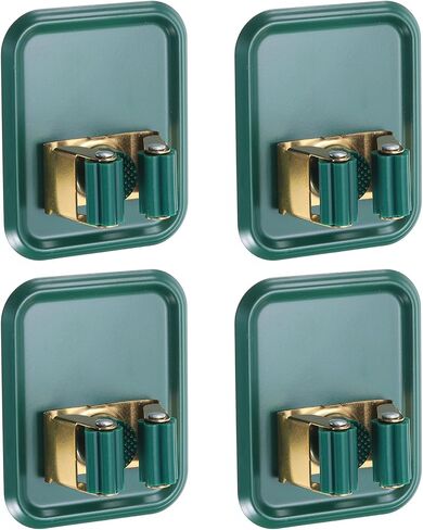 uxcell 4pcs Mop Broom Holder Wall Mount, 304 Stainless Steel Mop Broom Organizer Storage Rack, Self Adhesive Broom Hanger for Bathroom, Laundry Room, White in Saudi Arabia