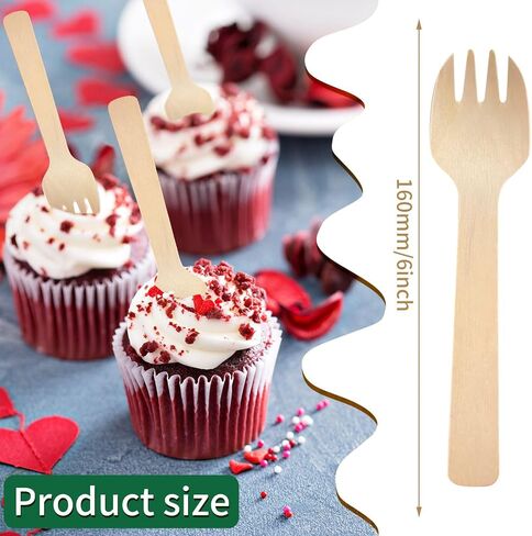 200pcs 4 inch Mini Wooden Forks, Biodegradable Compostable Birchwood, Food Grade Disposable Spoons Disposable Wooden Cutlery for Parties, Weddings, Camping. in Saudi Arabia