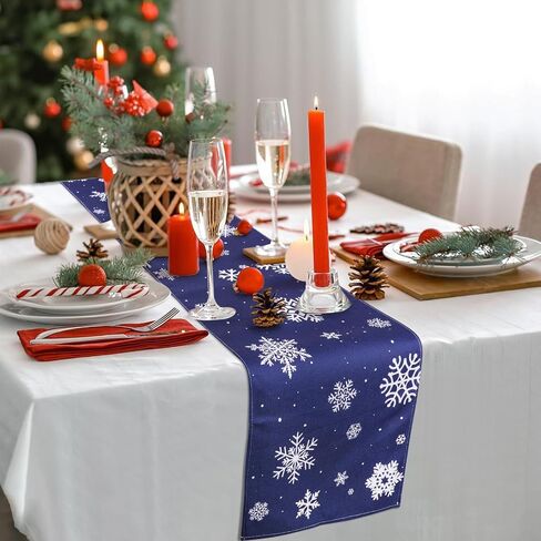 Black Christmas Table Runner, Winter Merry Christmas Table Runner for Christmas Party Holiday Kitchen Dining Table Decor, 14 x 72 Inch in Saudi Arabia