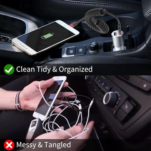 Coiled Lightning Cable for Car, 2 Pack iPhone CarPlay Cable Fast Charging, Coiled USB to Lightning Cord Compatible with iPhone 14 13 12 11 Pro Max Mini XR XS 8 7 Plus SE iPad iPod in Saudi Arabia
